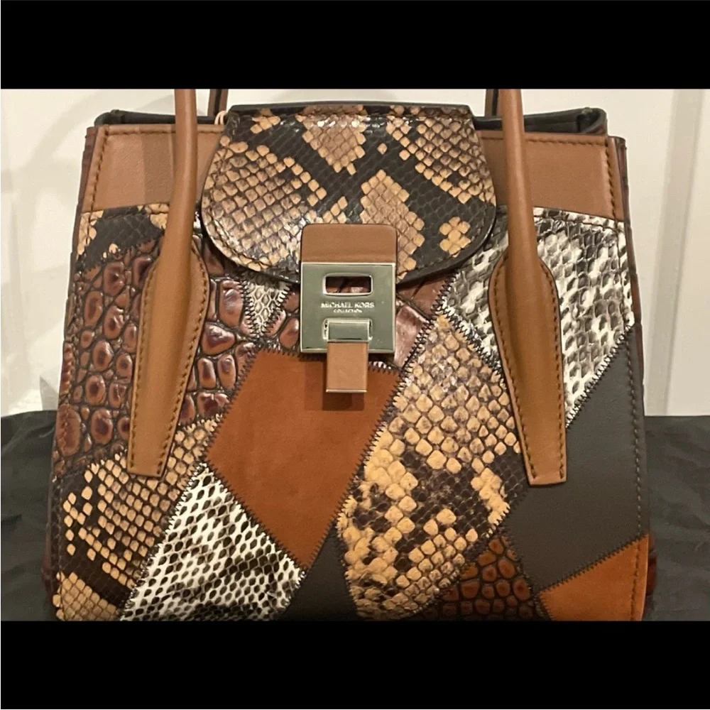 Rare RUNWAY MICHAEL KORS COLLECTION SNAKE-EMBOSSED SATCHEL.
